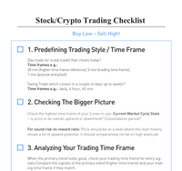Excel Trading Pack & Checklist